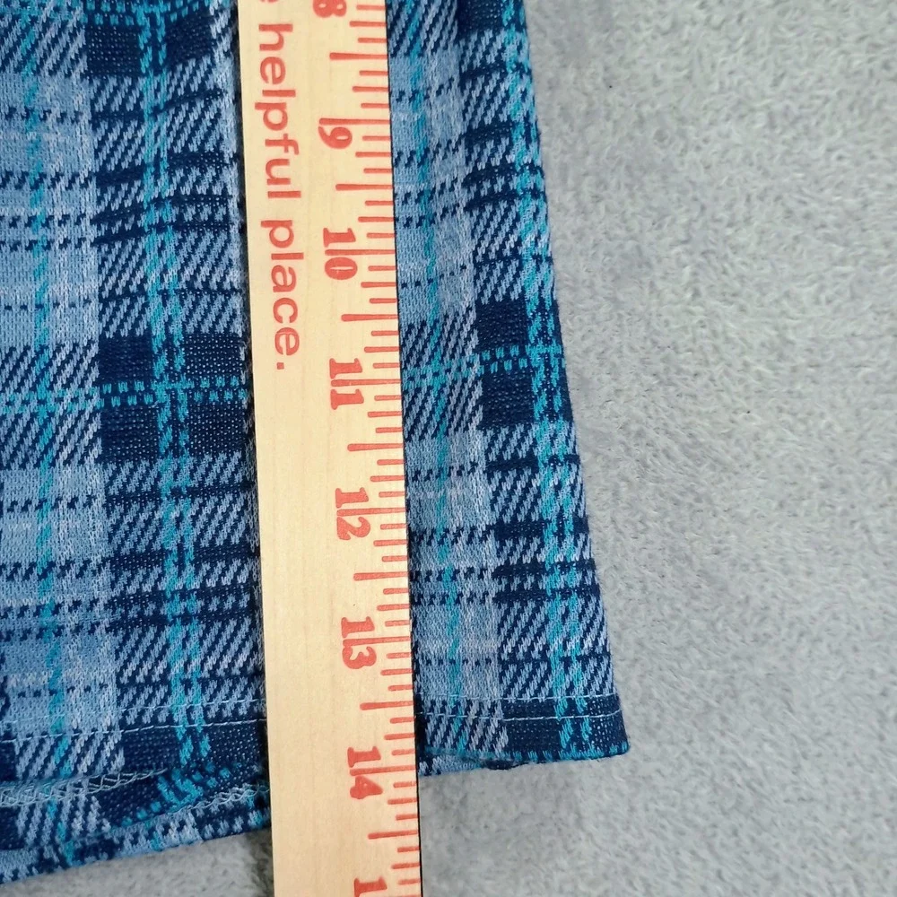 Knit Works Girls Plaid Skort Blue Medium 10-12 Side Buckle Accents